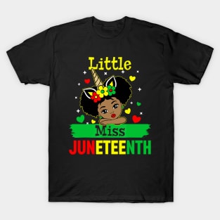 Little Miss Juneteenth Brown Skin Princess Cute Girls Kids T-Shirt